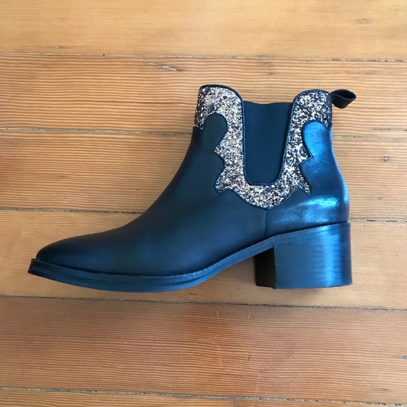 MIISTA glitter black leather ankle booties - Picture 4 of 8